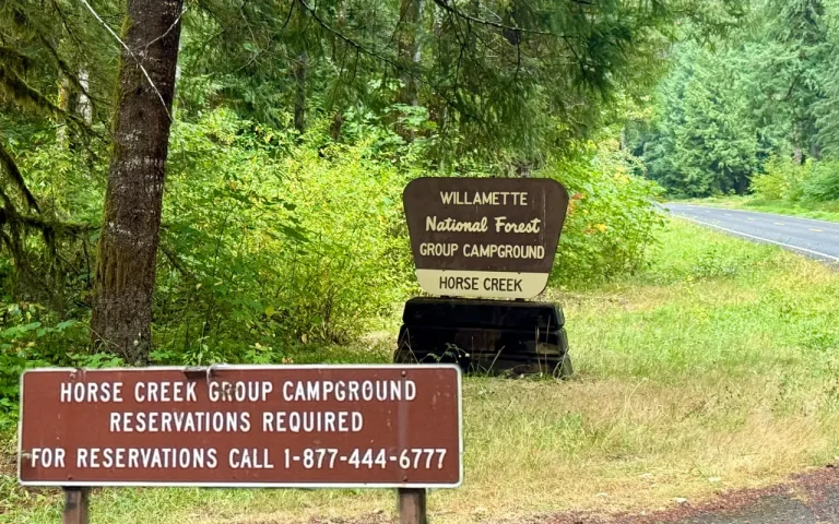 Horse Creek Group Campground entrance sign 768x480
